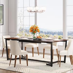 Roesler Brown Wood 32 in. Pedestal Dining Table for 6 People, Large Kitchen Table Dining Room Table