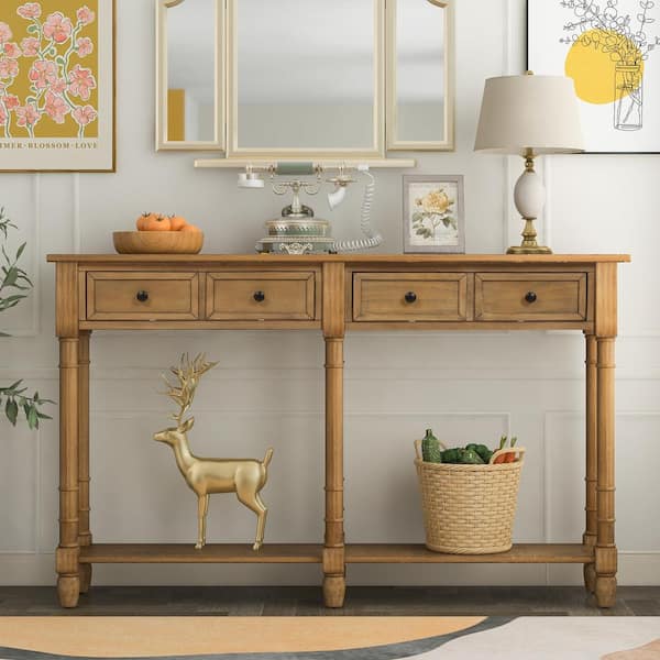 Distressed Farmhouse Wood Console Table Brown - Olivia & May