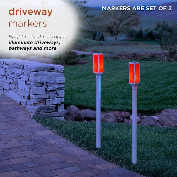 43 in. Tall Outdoor Solar Powered Driveway Markers with Red LED Lights (Set  of 2)