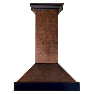 36 in. 700 CFM Ducted Vent Wall Mount Range Hood in Hand Hammered Copper
