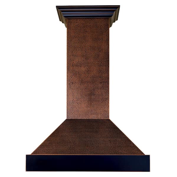 ZLINE Kitchen and Bath 36 in. 700 CFM Ducted Vent Wall Mount Range Hood in Hand Hammered Copper