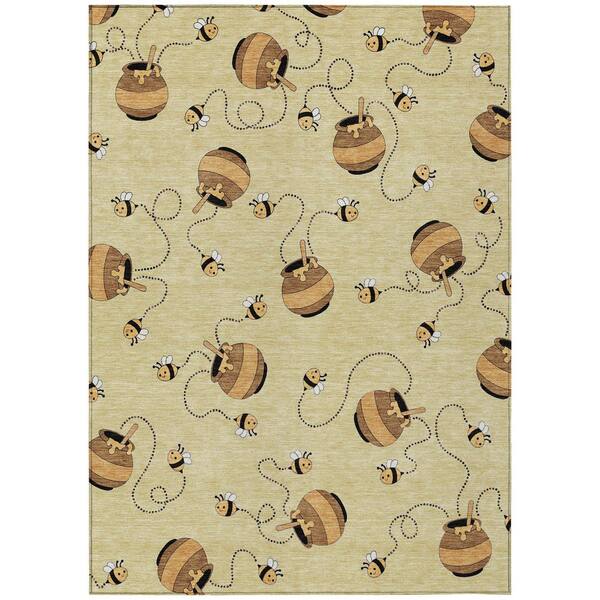 Chantille Machine Washable Indoor/Outdoor Abstract ACN2650 Wheat 9 ft. x 12 ft. Area Rug