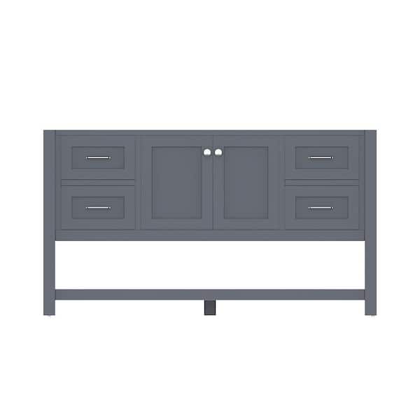Alya Bath Wilmington 59 in. W x 21.5 in. D x 33.45 in. H Single Bath Vanity Cabinet without Top in Gray