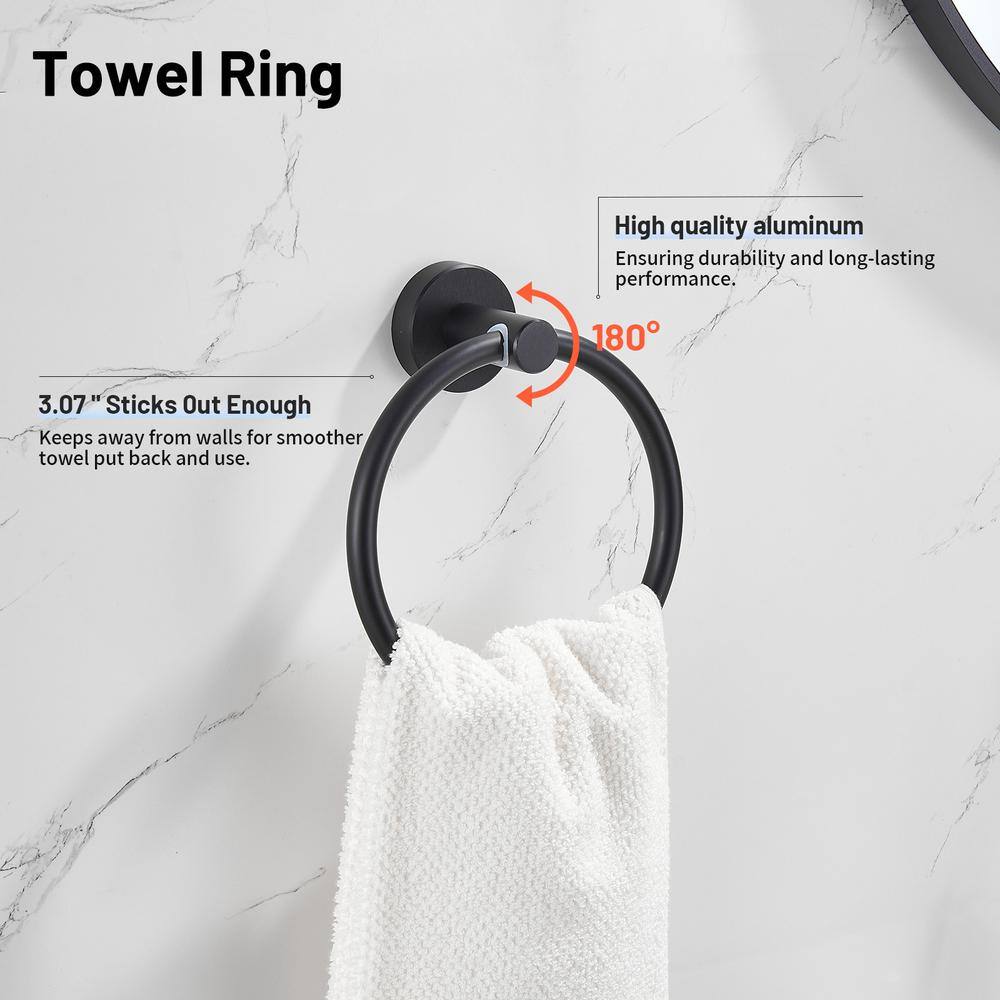 Matte Black 3-Piece Metal Bathroom Hardware Set