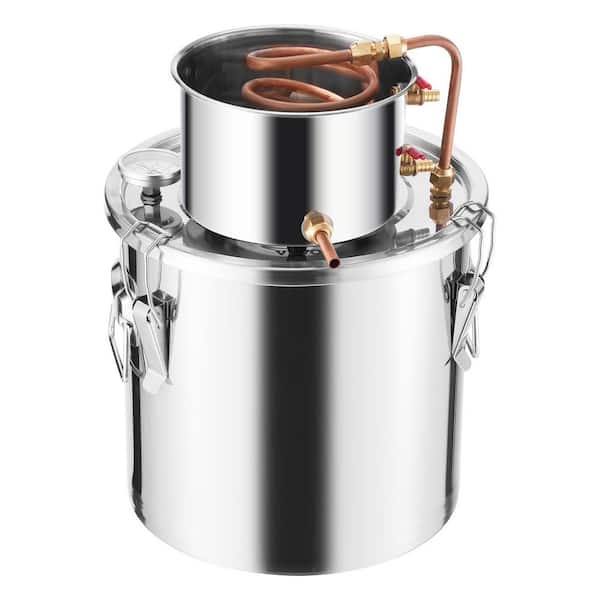 Alcohol Still, 5 Gal. / 19 L Stainless Steel Water Alcohol Distiller, Home Brewing Refining Fermentation Kit, Silver