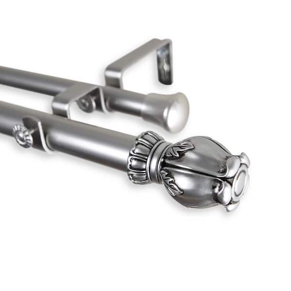 Rod Desyne Regent 120 in. - 170 in. Adjustable 1 in. Dia Double Curtain Rod in Satin Nickel