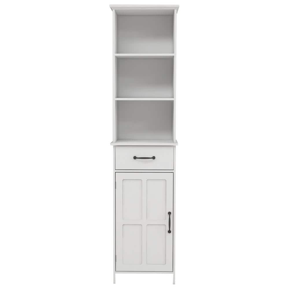 Modern Freestanding 15.75 in. W x 11.81 in. D x 64.96 in. H White Linen Cab