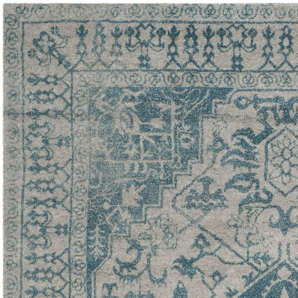 Ivory 5' x 8' Safavieh Restoration Vintage Collection RVT706M Handmade Distressed Wool & Viscose Area Rug Blue