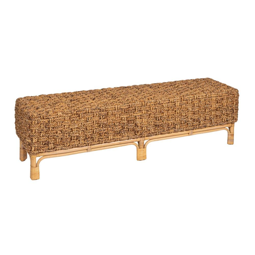 Natural Dining Bench Elegant Water Hyacinth and Rattan 64.17 in. price history on PriceWatchPro