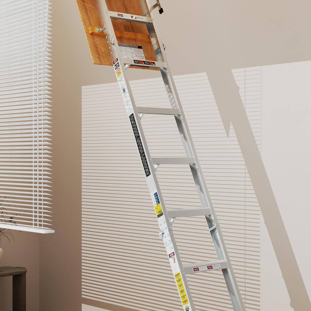 Heavy-Duty Aluminum Attic Ladder with Unfinished Wood Frame