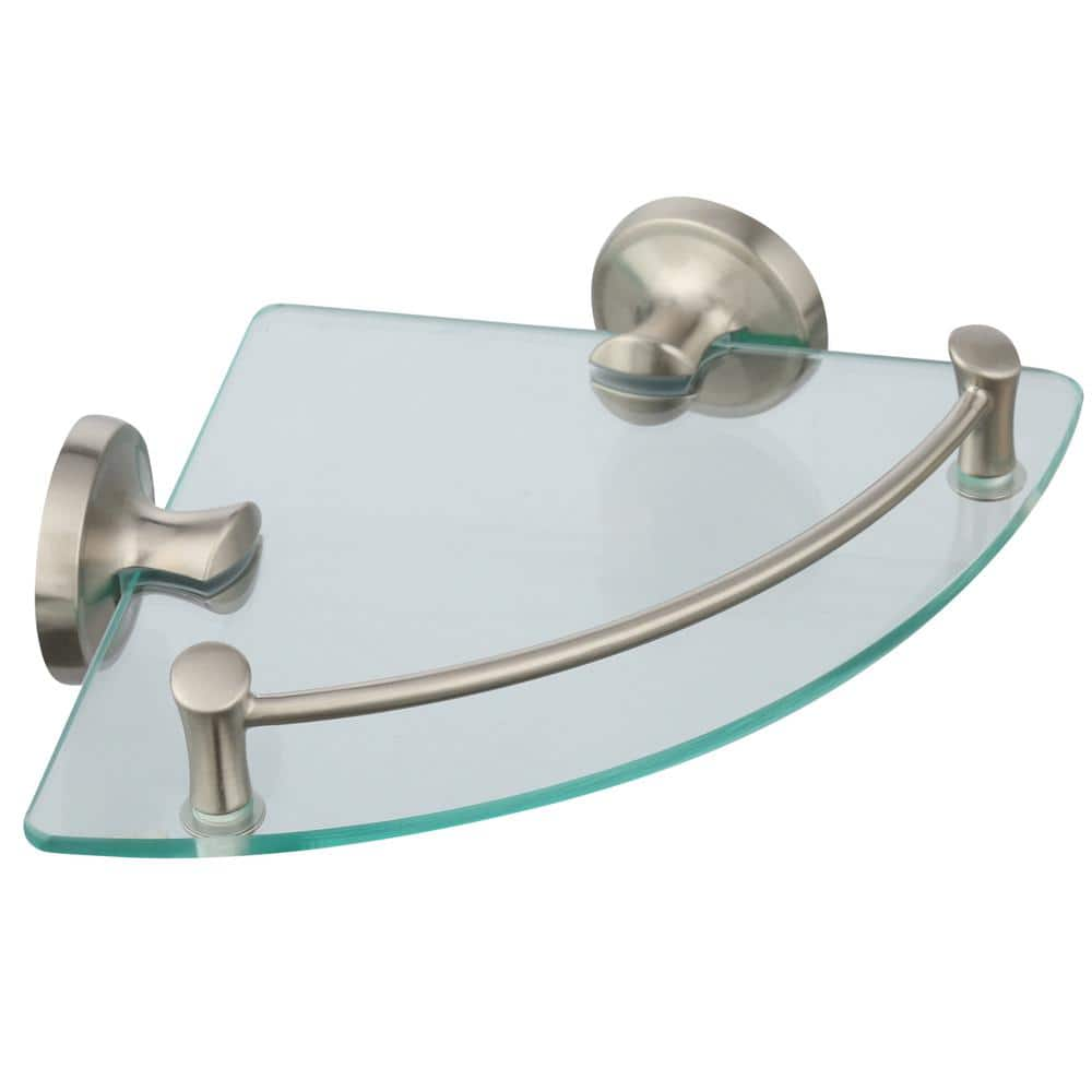 Brushed Nickel Metal Corner Shelf