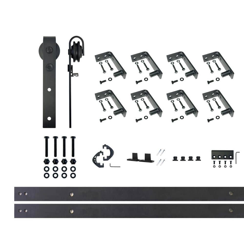 10 ft./120 in. Black Rustic Ceiling Mount Non-Bypass Sliding Barn Door Track and Hardware Kit for Single Door price history on PriceWatchPro