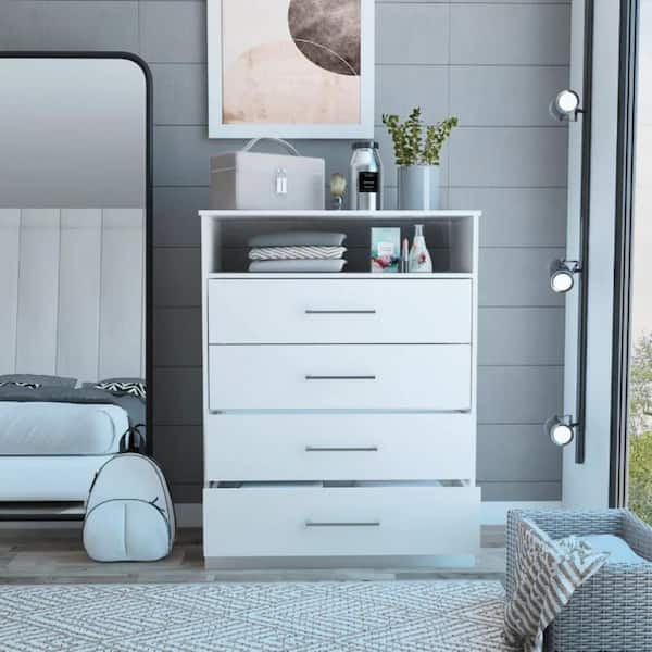 BOAHAUS Frances White Finish, 1 Drawer 42 in. W Dresser with Mirror