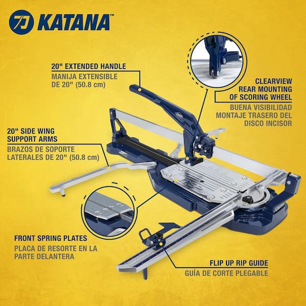 KATANA 31 in. Single Rail Tile Cutter with Steel Blade and Wing Support Arms to Eliminate Tile Sag