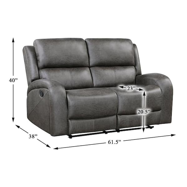 Lazzara Venture 61.5 in. W Gray Microfiber 2-Seater Manual