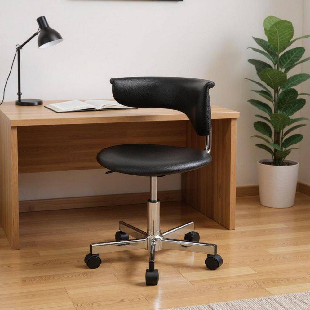 Faux Leather Ergonomic Chair in Black Armless price history on PriceWatchPro