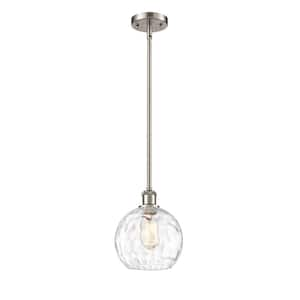 Athens Water Glass 1-Light Brushed Satin Nickel, Clear Water Glass Shaded Pendant