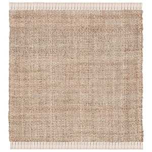 Natural Fiber Gray/Beige 6 ft. x 6 ft. Woven Thread Square Area Rug