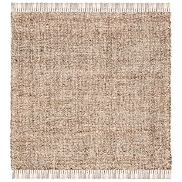 SAFAVIEH Natural Fiber Gray/Beige 6 ft. x 6 ft. Woven Thread Square ...