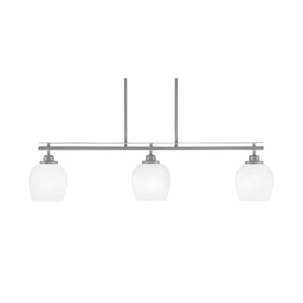 Unbranded Monroe 3-Light Brushed Nickel, Billiard Light, Any room with 6 in. White Marble Glass Shades no bulbs included