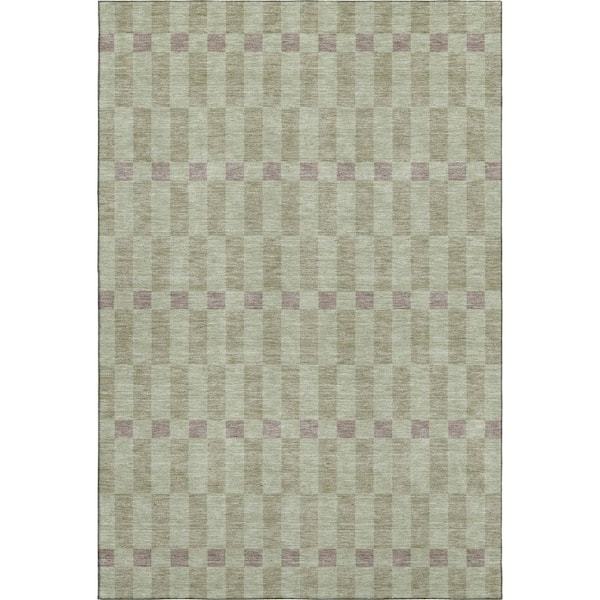 Mayfield Premium Machine Washable Abstract AMF2547 Celery 5 ft. x 7 ft. 6 in. Area Rug