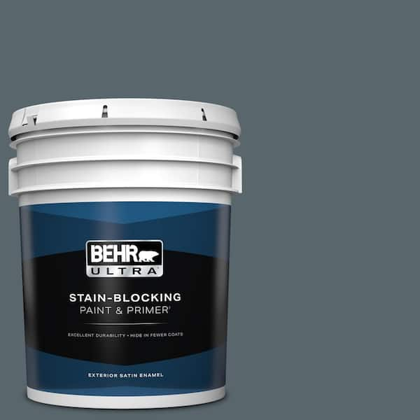 BEHR ULTRA 5 gal. #N470-6 Whale Gray Satin Enamel Exterior Paint & Primer