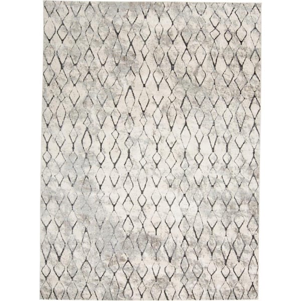 HomeRoots Gray and Ivory Abstract 7 ft. x 10 ft. Area Rug