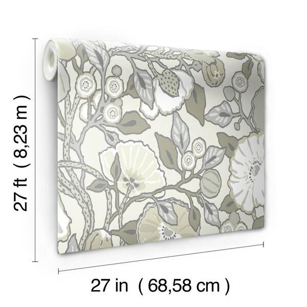 York Wallcoverings Vincent Poppies Gray Spray And Stick Roll Covers 60 75 Sq Ft Cy1519 The Home Depot