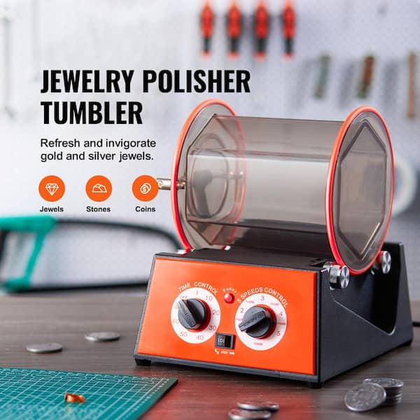 Jewelry Polisher Tumbler, 11 lbs./5kg Capacity Mini Rotary Machine with 0-60 Min Timer, 5-Speed Rotary Finisher