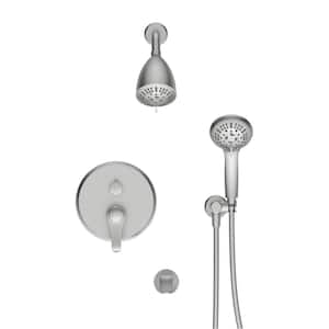 9-Spray Patterns 2 GPM 4 in. Round Wall Mount Dual Shower Head and Shower Head in Brushed Nickel
