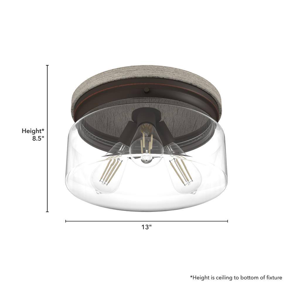 Devon Park Onyx Bengal 13" LED Glass Farmhouse Flush Mount
