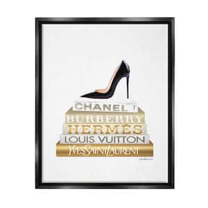 The Stupell Home Decor Collection Black Heels Gold White Bookstack Glam  Design by Amanda Greenwood Floater Frame Culture Wall Art Print 17 in. x 21  in. . aa-520_ffb_16x20 - The Home Depot
