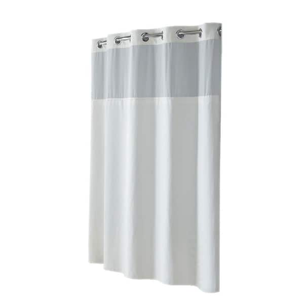 Hookless Shower Curtain Mystery with Peva Liner in White Diamond Pique