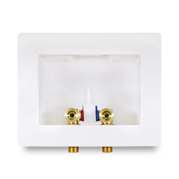1/2 in. Sweat/MIP Brass Valve Fittings in White ABS Washing Machine Dual Outlet Box (2-Pack)