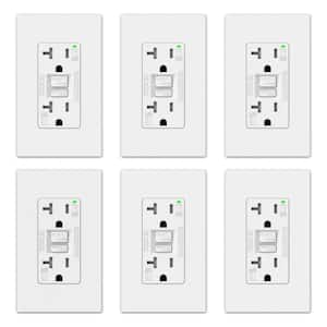 20 AMP 125V Duplex Tamper Resistant Weather Resistant Self-Test GFCI Outlet w/Screwless Wall Plate UL Listed WH (6-Pack)