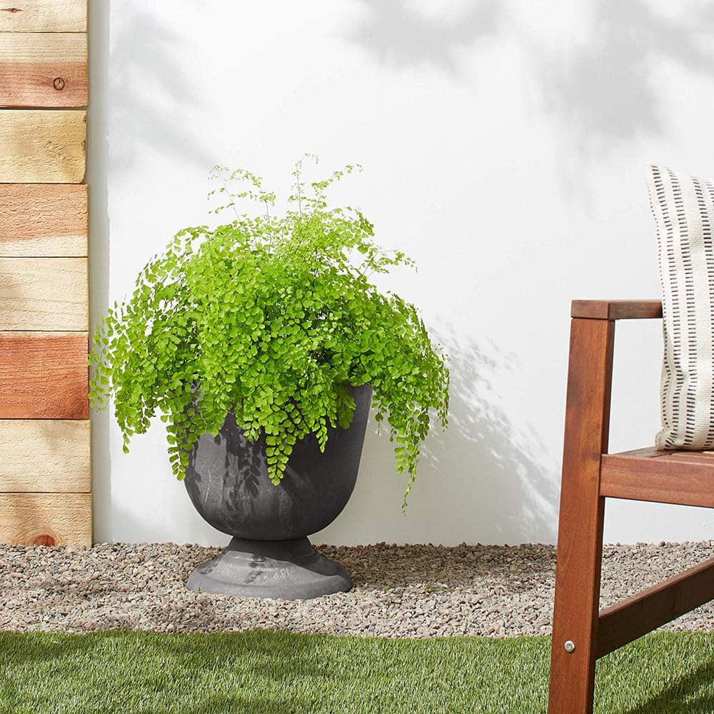 Arcadia 14" Gray Recycled Plastic Stone Planter Urn