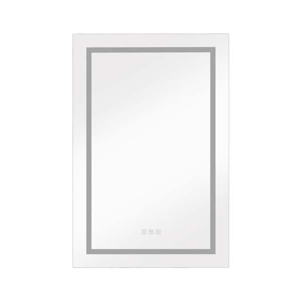 Unbranded 24 in. W x 36 in. H Large Rectangular Black Aluminum Recessed/Surface Mount Lighted Medicine Cabinet with Mirror