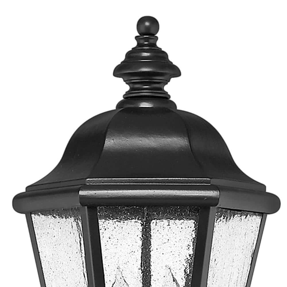 Edgewater 3-Light Black Cast Aluminum LED Post Lantern with Clear Seedy Glass