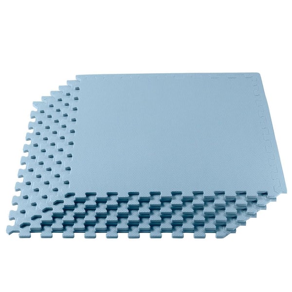 Sky Blue 24 in. W x 24 in. L x 3/8 in. T Interlocking Foam Gym Flooring Mat (6 Tiles/Pack) (24 sq. ft. )