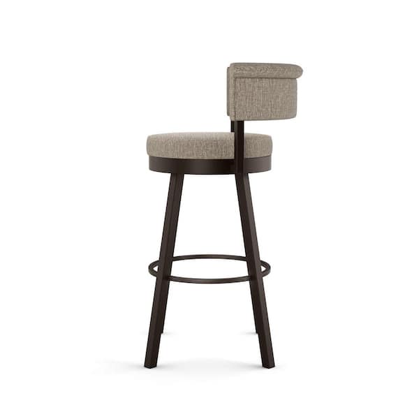 Rosco 26.75 in. Beige and Brown Woven Polyester/Dark Brown Metal Counter Stool