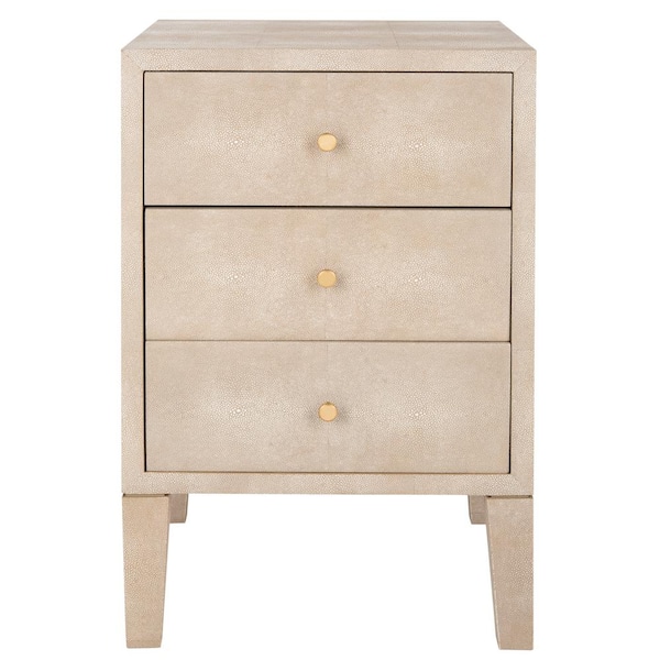 SAFAVIEH Delena 18 in. Beige Rectangle Resin End Table