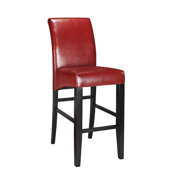 Home Decorators Collection Parsons 30.375 in. Red Cushioned Bar Stool in Espresso with Back