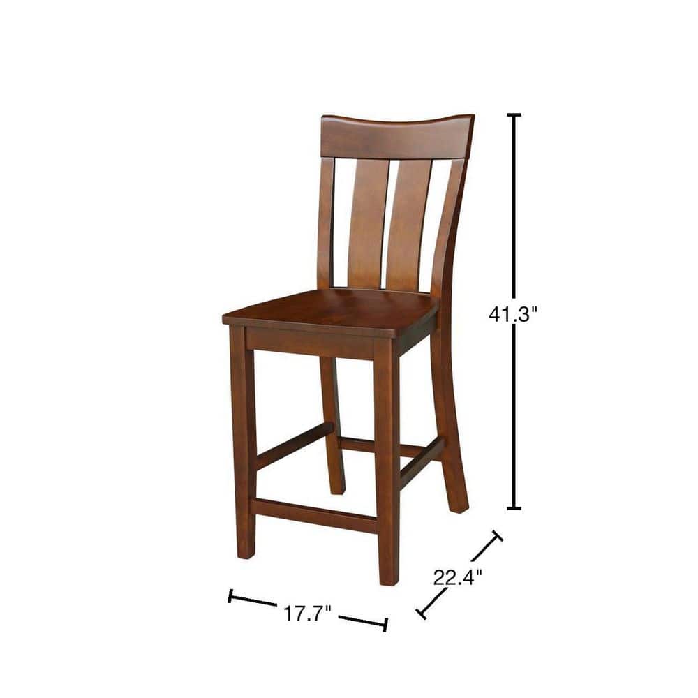 Ava Espresso 24" Solid Wood Counter Height Stool