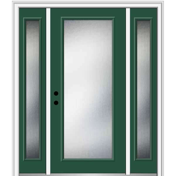 MMI Door 68.5 in. x 81.75 in. Micro Granite Right-Hand Inswing Full Lite Decorative Painted Fiberglass Smooth Prehung Front Door