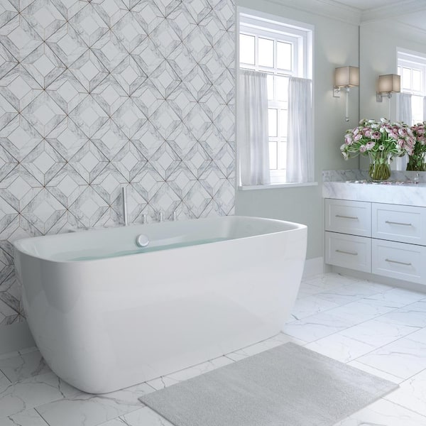 ARIEL Bianca 68 in. Acrylic Flatbottom Whirlpool Bathtub in White