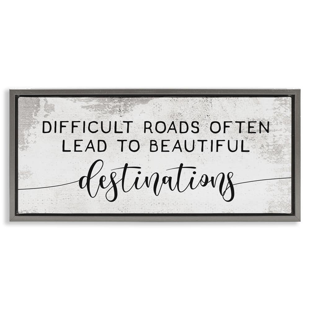 Roads to Beautiful Destinations by Daphne Polselli Gray Floater Frame Graphic Art Print Typography 25 in. x 11 in. price history on PriceWatchPro