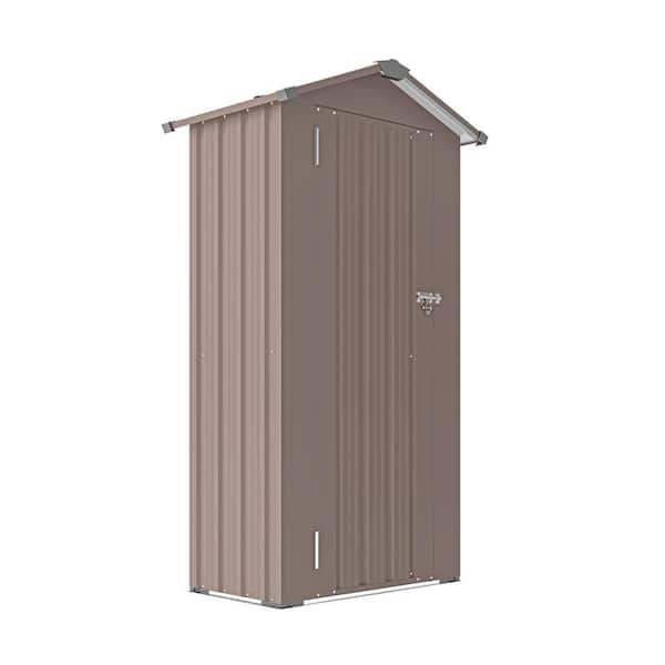 2.5 ft. W x 1.4 ft. D Metal Outdoor Storage Shed, Lockable Garden Tool Sheds, Galvanized Iron Sheet, Brown(3.5 sq. ft.)