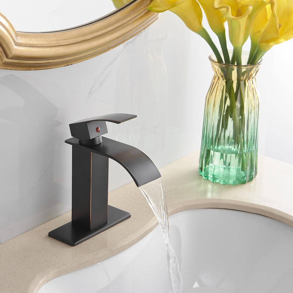 Oil Rubbed Bronze Single Handle Waterfall Bathroom Faucet