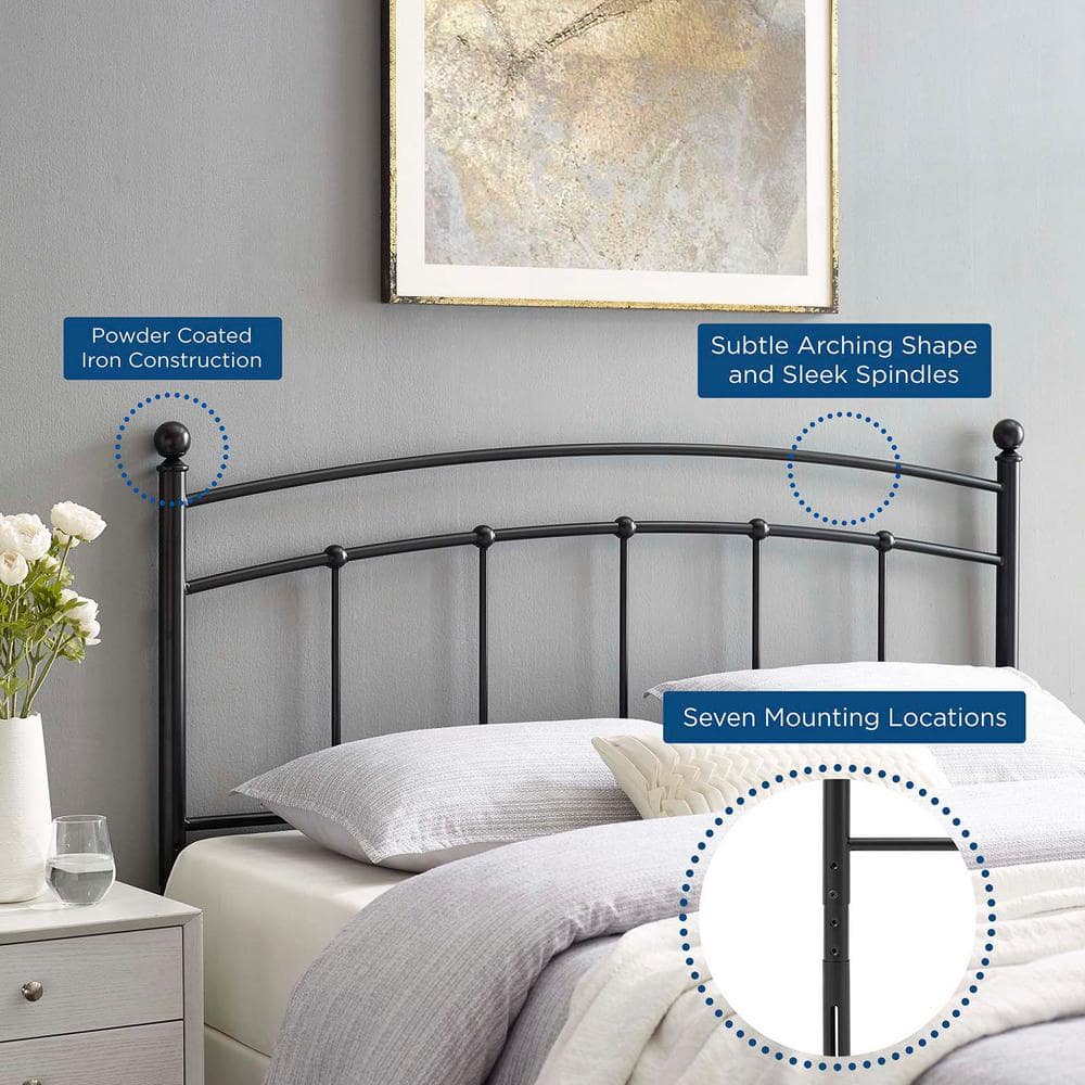 Abigail Black Full Metal Headboard with Adjustable Height