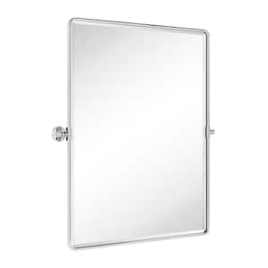 Woodvale 30 in. W x 40 in. H Extra Large Pivot Rectangular Metal Framed Wall Bathroom Vanity Mirror in Polished Nickel